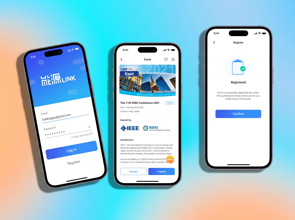 Energy Link service platform shown on mobile phones