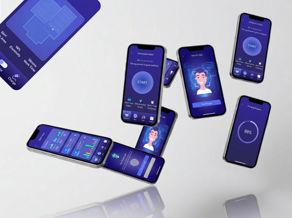 Robot Master companion app displayed across multiple devices